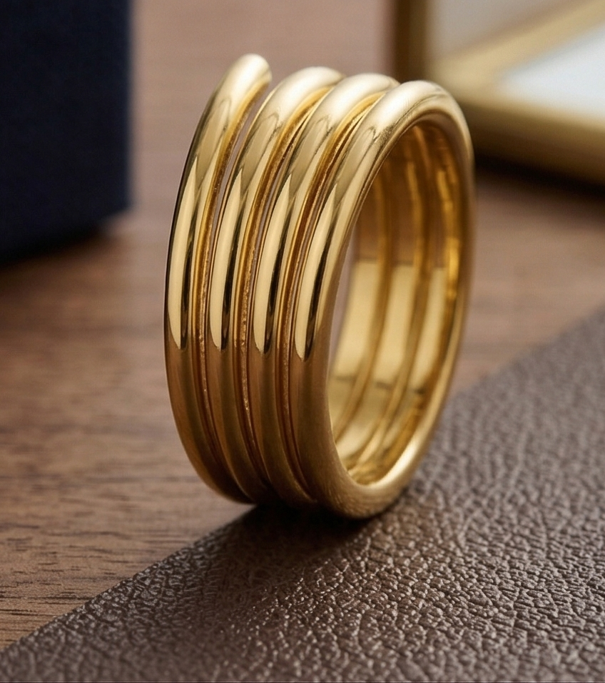 Gold Wave Adjustable Ring