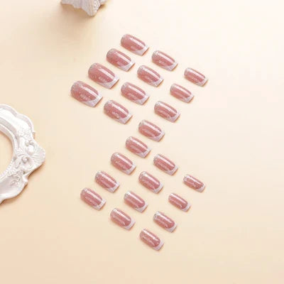 Glitter French 24Pcs Nails Set