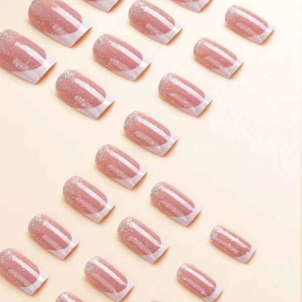 Glitter French 24Pcs Nails Set