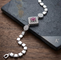 Silver Ruby-Inspired Crystal Statement Bracelet