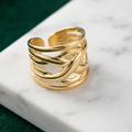 Gold Abstract Cuff Adjustable Ring