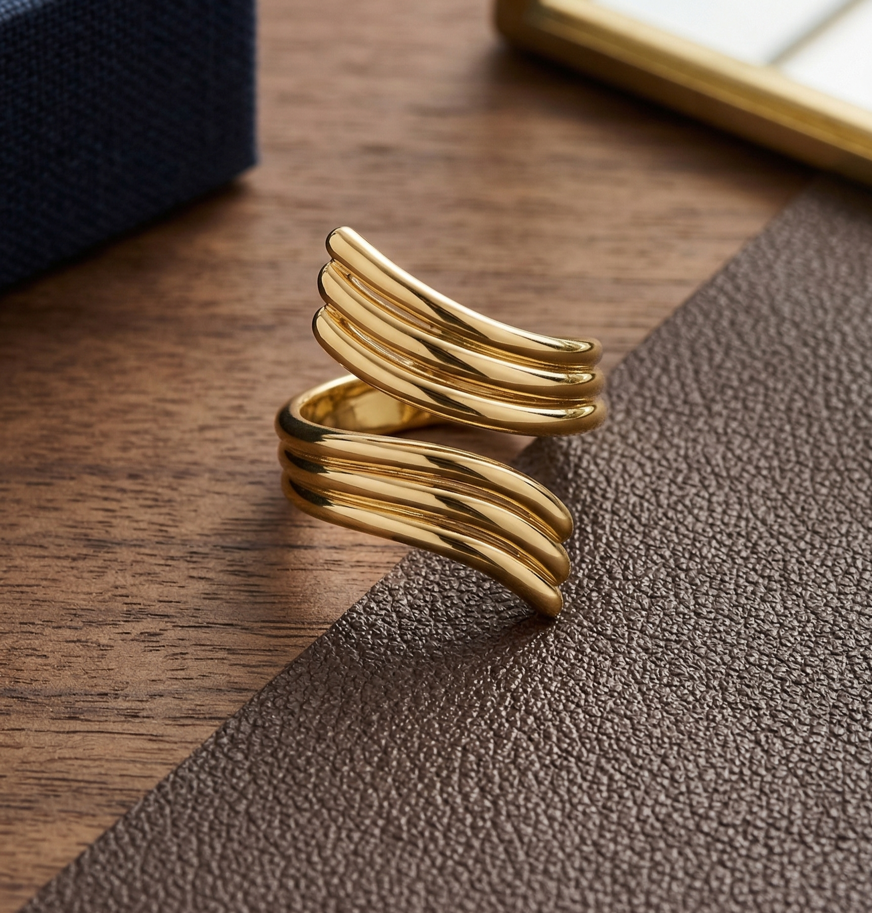 Gold Wave Adjustable Ring