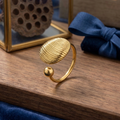 Gold Shell Ball Adjustable Ring