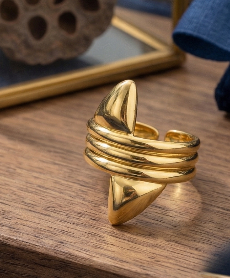 Gold Spike Wrap Adjustable Ring