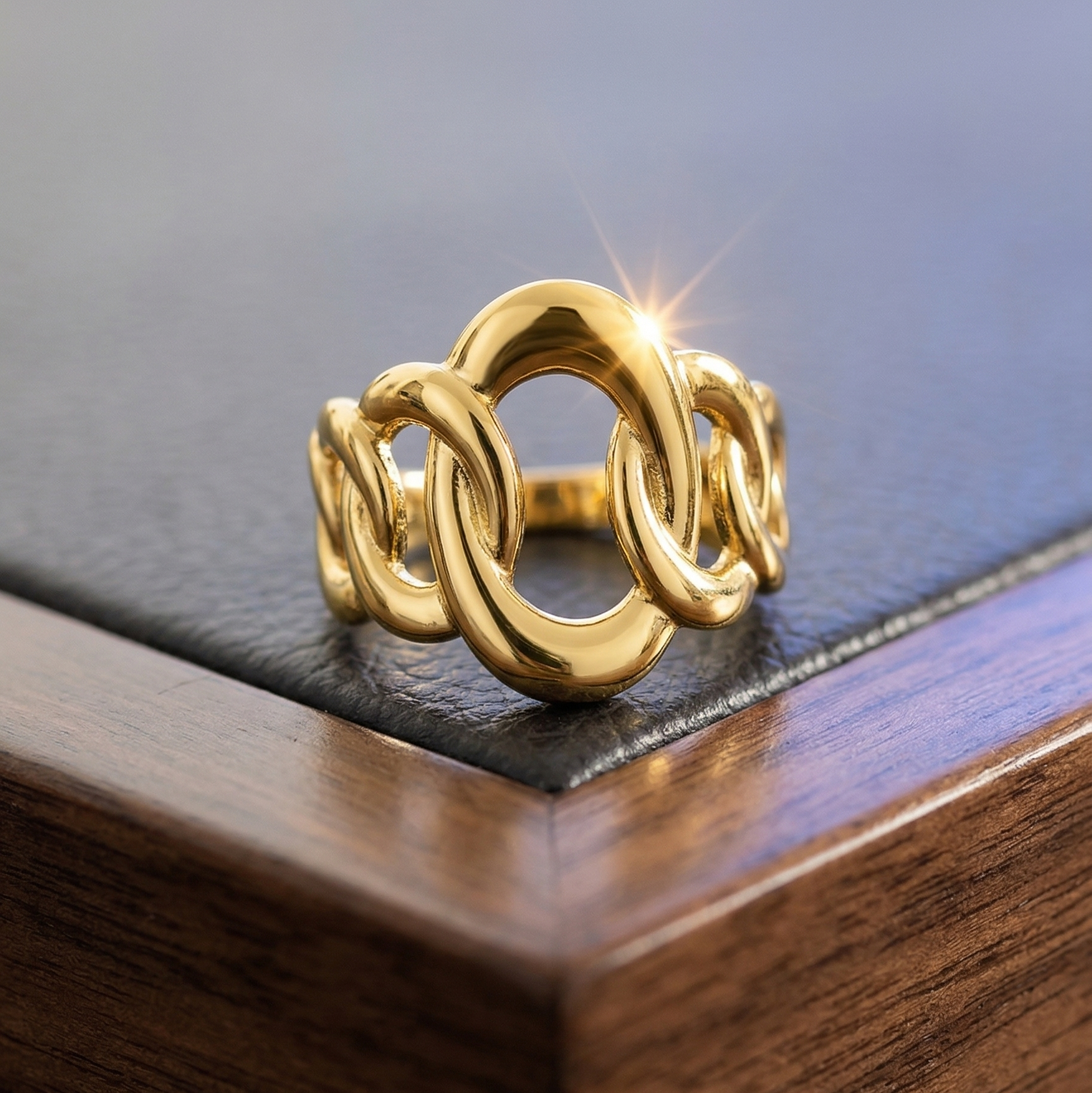 Gold Chain Link Statement Ring