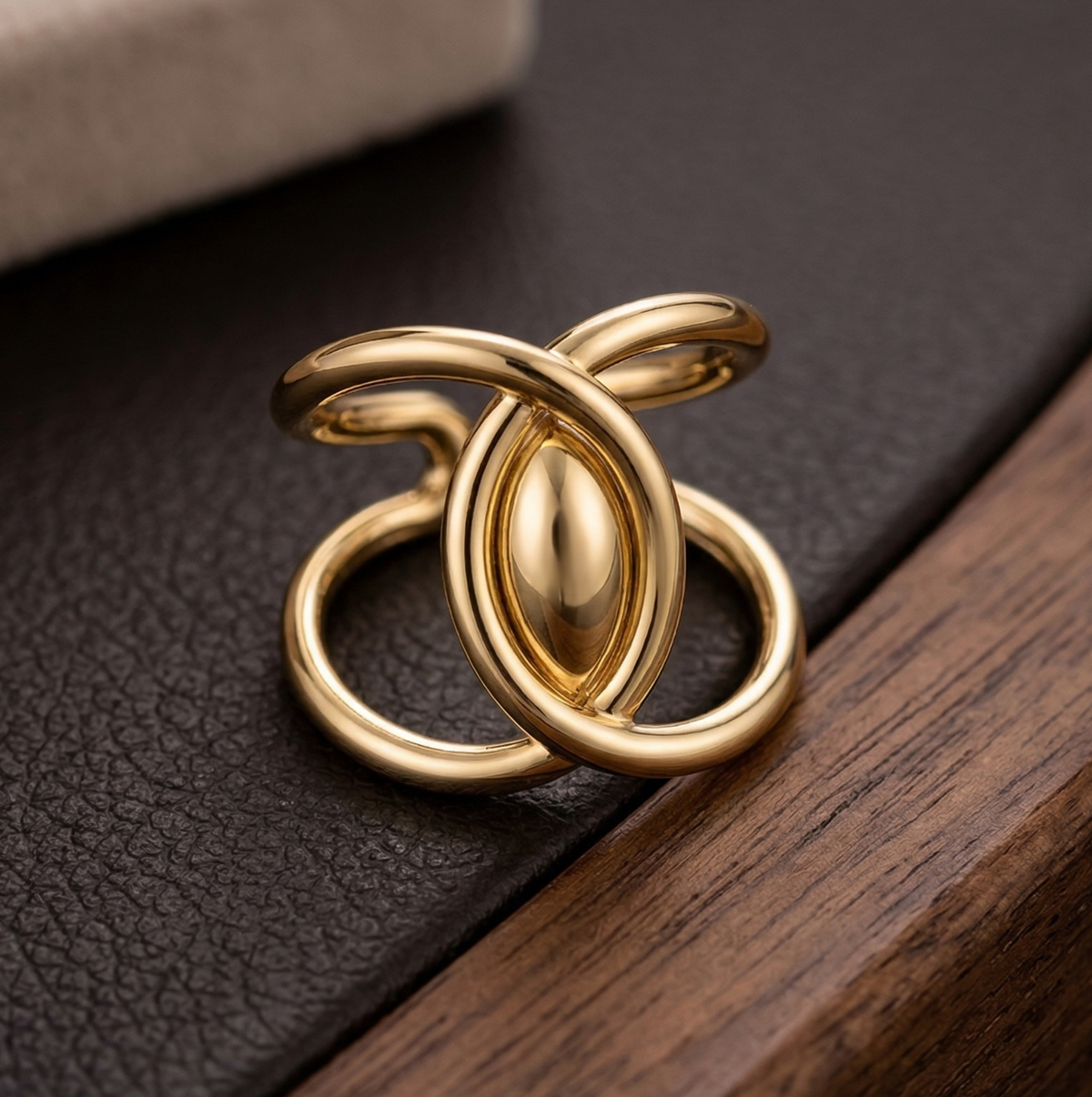 Gold Double Loop Adjustable Ring