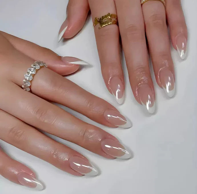 Glossy French 24Pcs Nails Set