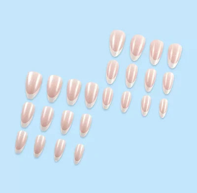 Glossy French 24Pcs Nails Set