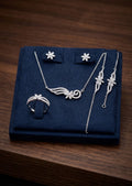Floral Silver Crystal Jewelry Set