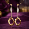 Gold Statement Drop Earrings with Crystal Detailing