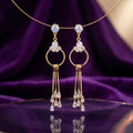 Elegant Gold Tassel Drop Earrings