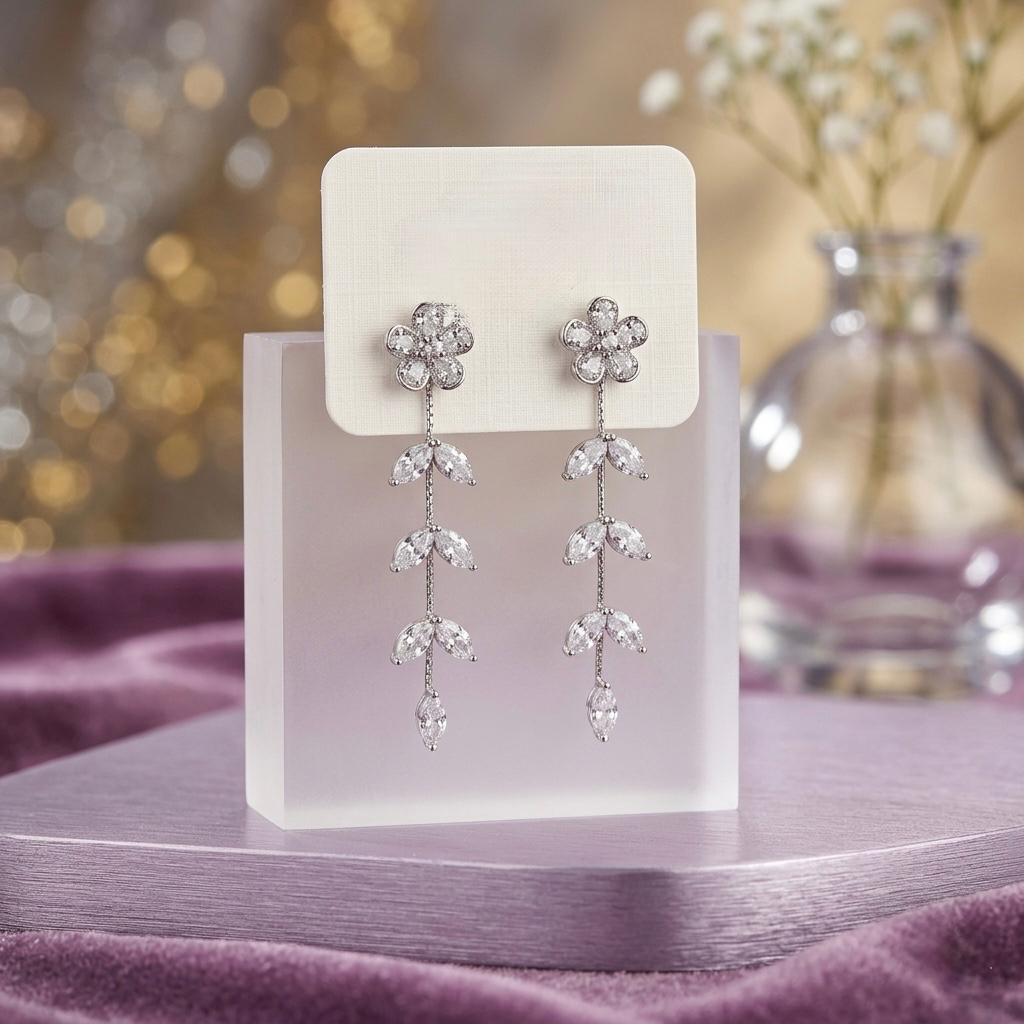 Crystal Floral Drop Earrings