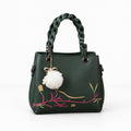 Emerald Blossom Braided Handbag