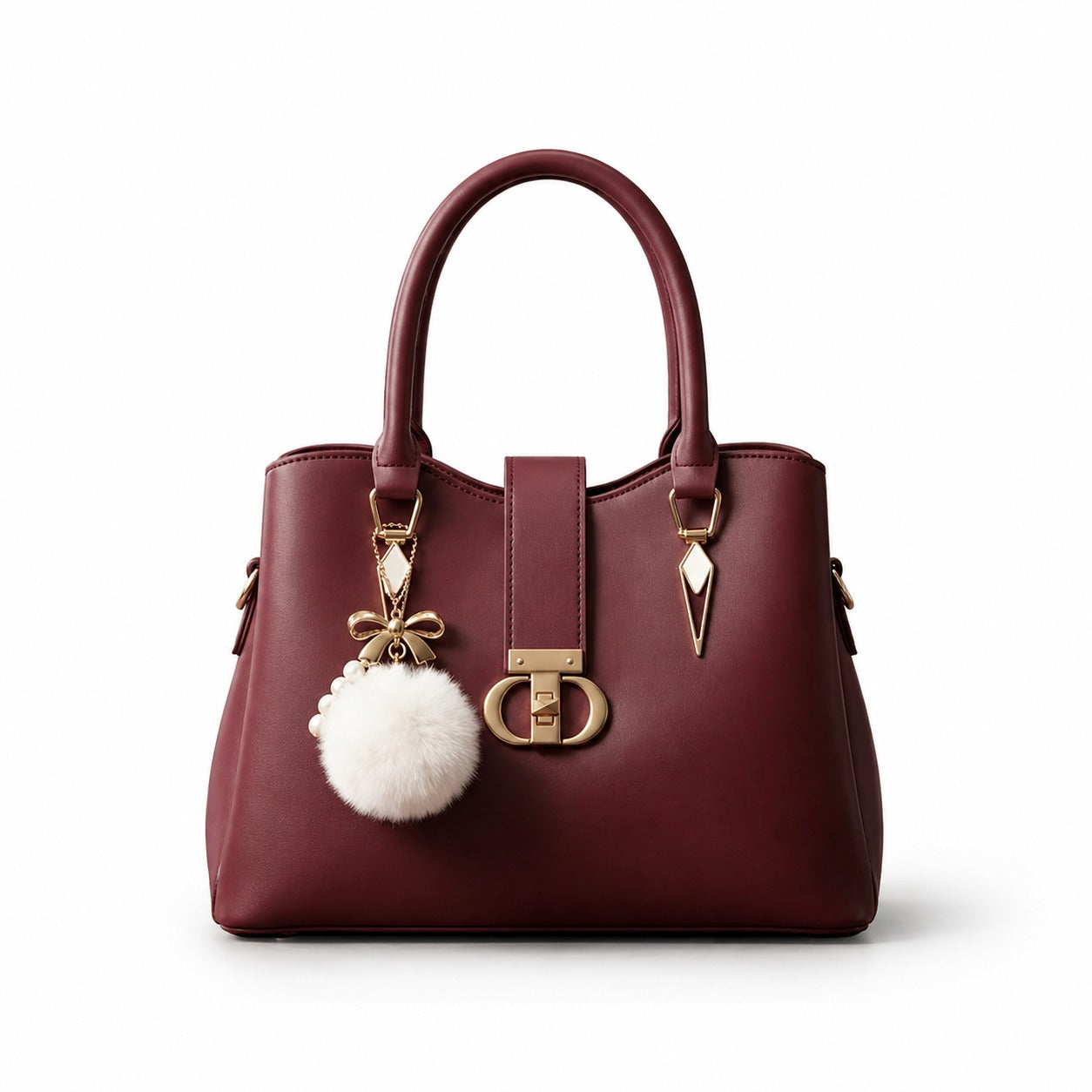 Maroon Charm Tote Handbag