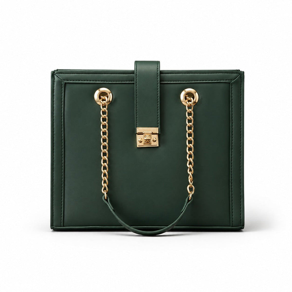 Emerald Luxe Chain Tote Bag