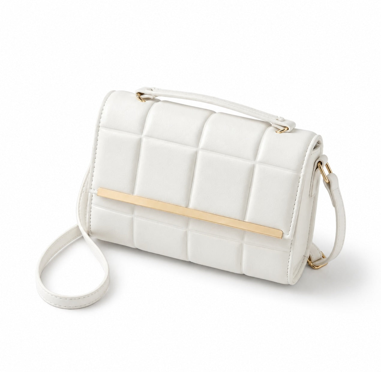 Ivory Luxe Quilted Crossbody Bag