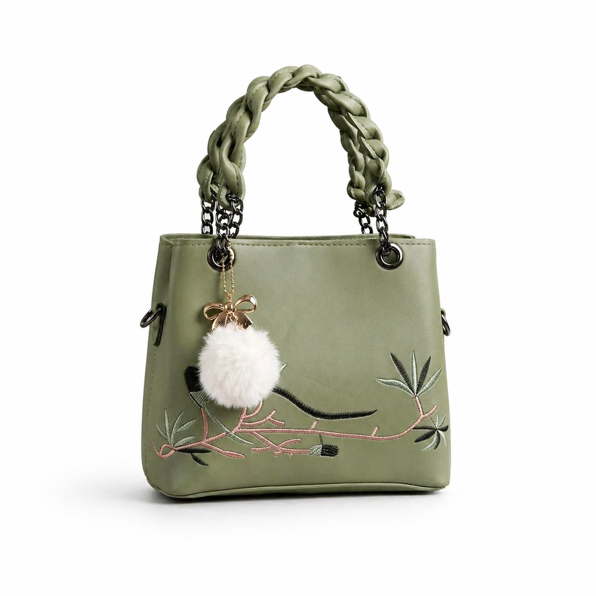 Sage Blossom Braided Handbag