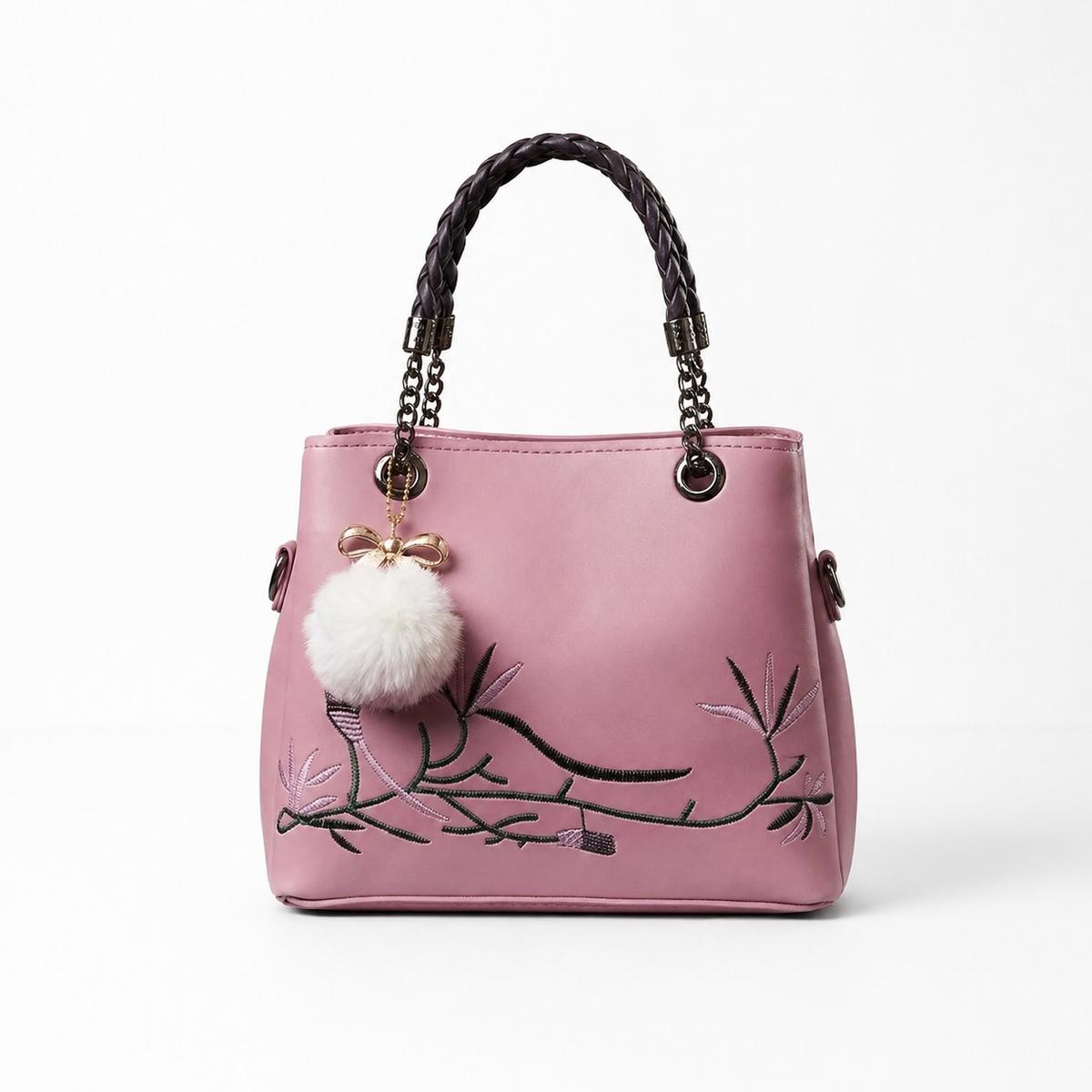 Blush Blossom Braided Handbag