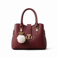 Maroon Textured Charm Handbag